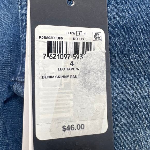 GUESS NWT Skinny Fit Denim Jean Pants Leopard Side Print Dark Blue Size Kids 4 - Picture 6 of 8